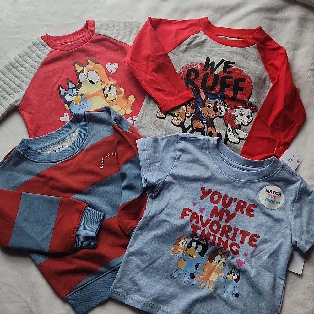 Toddler Bluey / Paw Patrol, Valentines Sweatshirts And Shirt 2T